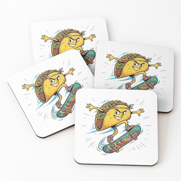 Item preview, Skating Taco Fast Food Cartoon Art designed and sold by DailySparks.