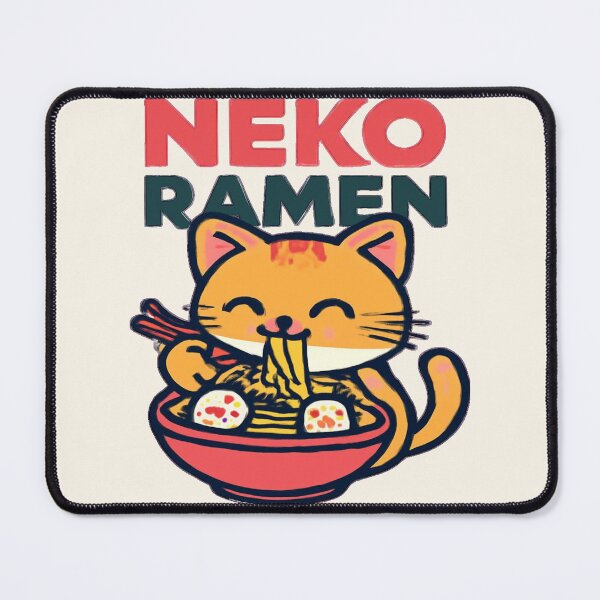 Item preview, ⁠Neko Ramen Cute Japanese Cat Eating Noodles Anime designed and sold by KeySeen.