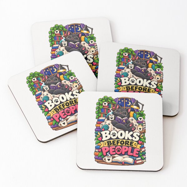Item preview, Books Before People Funny Black Cat Book Lover Introvert Design designed and sold by CreativeLook25.