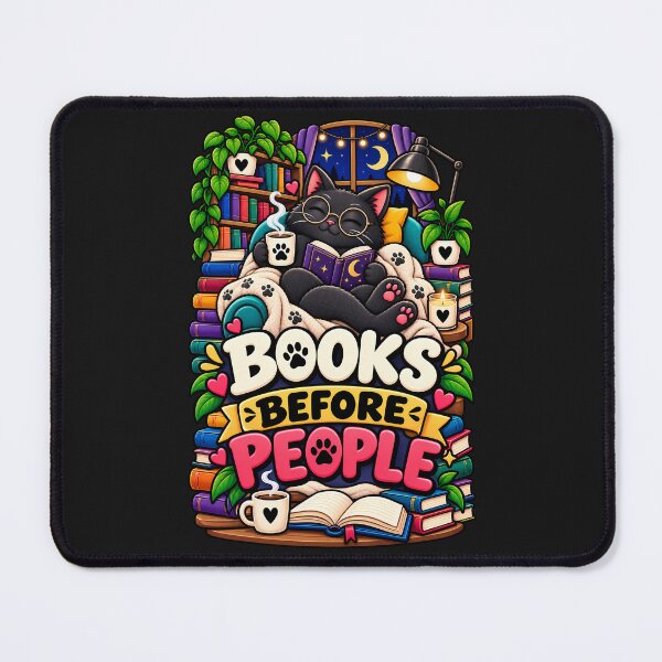 Item preview, Books Before People Funny Black Cat Book Lover Introvert Design designed and sold by CreativeLook25.