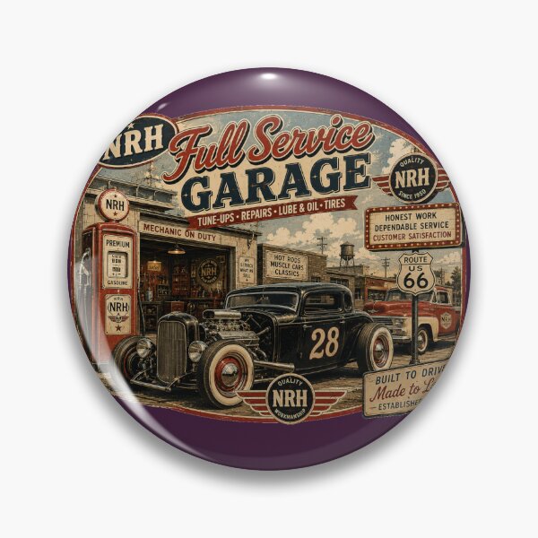 Item preview, NRH Full Service Garage Vintage Hot Rod Poster designed and sold by Normandy Road Heritage.