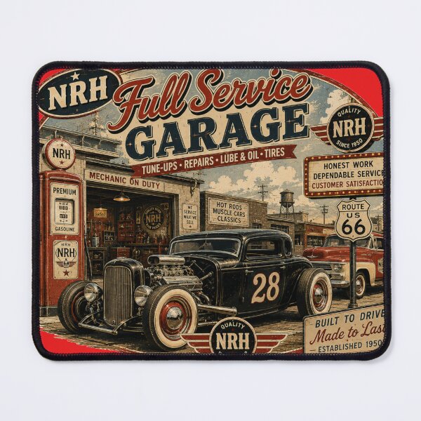 Item preview, NRH Full Service Garage Vintage Hot Rod Poster designed and sold by Normandy Road Heritage.