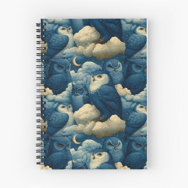 Item preview, Vintage Celestial Night Sky Blue Owls By Moose Disco designed and sold by MooseDisco.