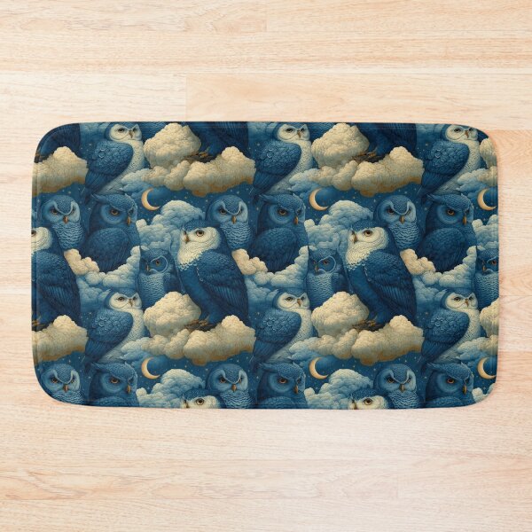 Item preview, Vintage Celestial Night Sky Blue Owls By Moose Disco designed and sold by MooseDisco.