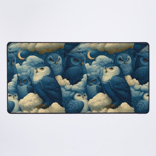 Item preview, Vintage Celestial Night Sky Blue Owls By Moose Disco designed and sold by MooseDisco.