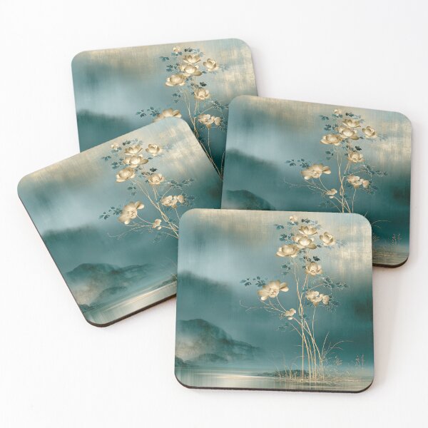 Item preview, Golden Blossoms over Teal Waters designed and sold by bloorose.