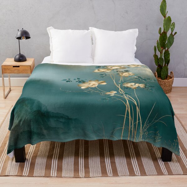 Item preview, Golden Blossoms over Teal Waters designed and sold by bloorose.
