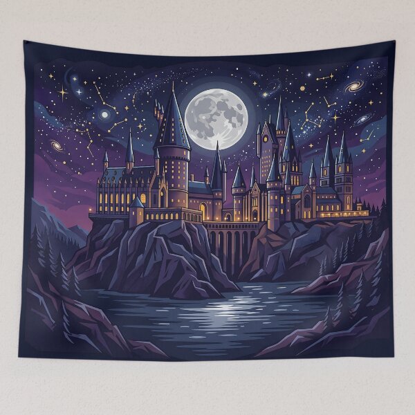 Item preview, Magical Wizard Castle Night Landscape - Celestial Full Moon Art designed and sold by KreonaTime.