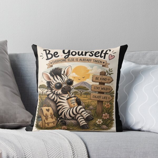 Item preview, Cute Zebra Be Yourself - Kawaii Safari Animal Good Vibes Designe T-Shirt designed and sold by RedaSouq.