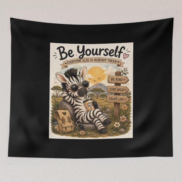 Item preview, Cute Zebra Be Yourself - Kawaii Safari Animal Good Vibes Designe T-Shirt designed and sold by RedaSouq.