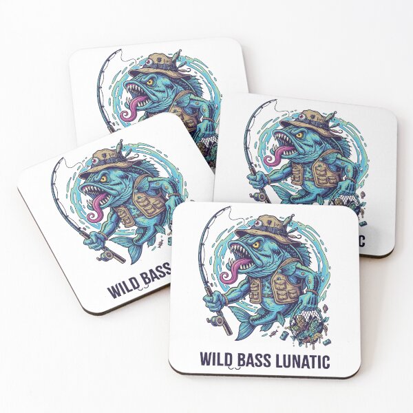 Item preview, Cartoon Largemouth Bass illustration "Wild Bass Lunatic". designed and sold by Art-Horizon.