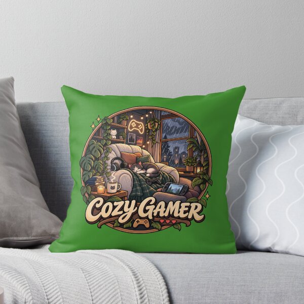 Item preview, Cozy Gamer Cute Cat Room Plants Aesthetic Retro T-Shirt designed and sold by BeloDesignLab.
