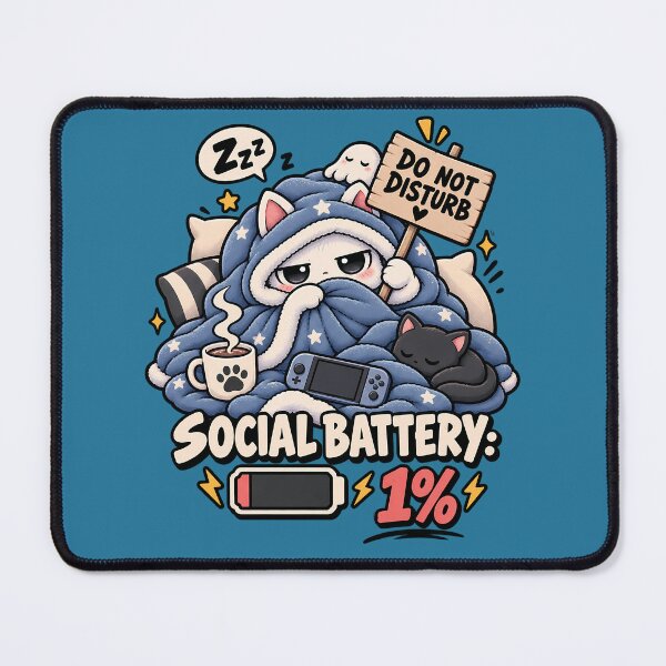 Item preview, Social Battery 1% Introvert Cat Gamer Do Not Disturb T-Shirt designed and sold by BeloDesignLab.