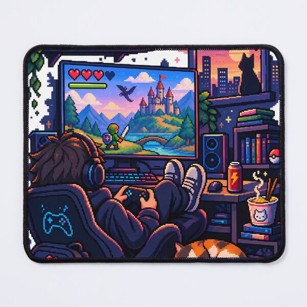 Item preview, Cozy Gamer Room Pixel Art Aesthetic Chill Gaming T-Shirt designed and sold by BeloDesignLab.