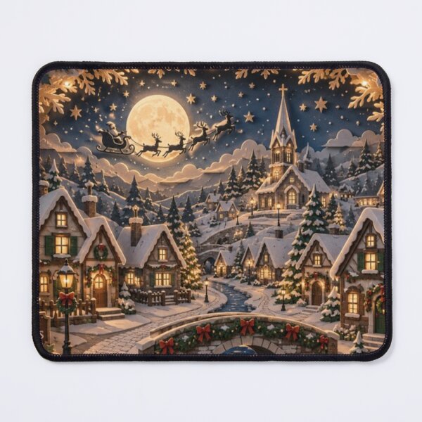 Item preview, Magical Christmas Village Santa Sleigh Winter Night designed and sold by GSizzle1.