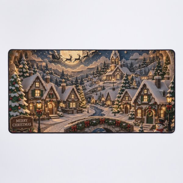 Item preview, Magical Christmas Village Santa Sleigh Winter Night designed and sold by GSizzle1.