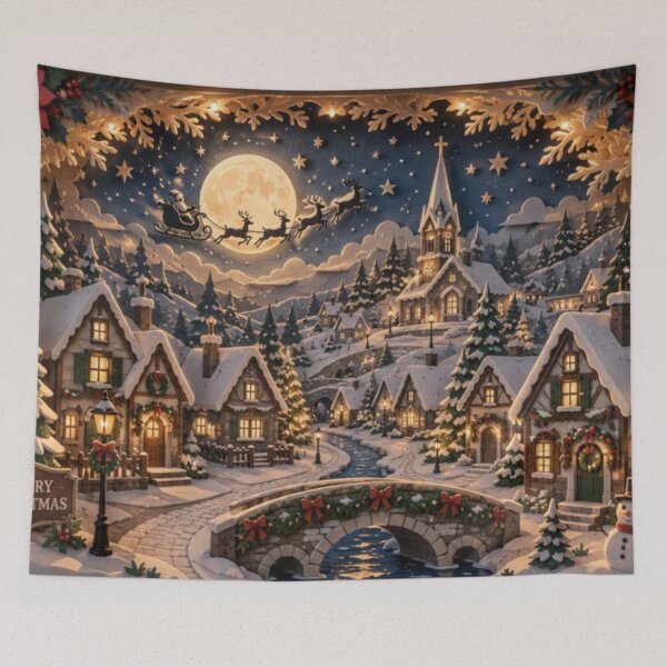 Item preview, Magical Christmas Village Santa Sleigh Winter Night designed and sold by GSizzle1.