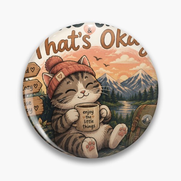 Item preview,  Cute Cozy Cat Take Time - Wholesome Coffee & Mountain Nature Designe T-Shirt designed and sold by RedaSouq.