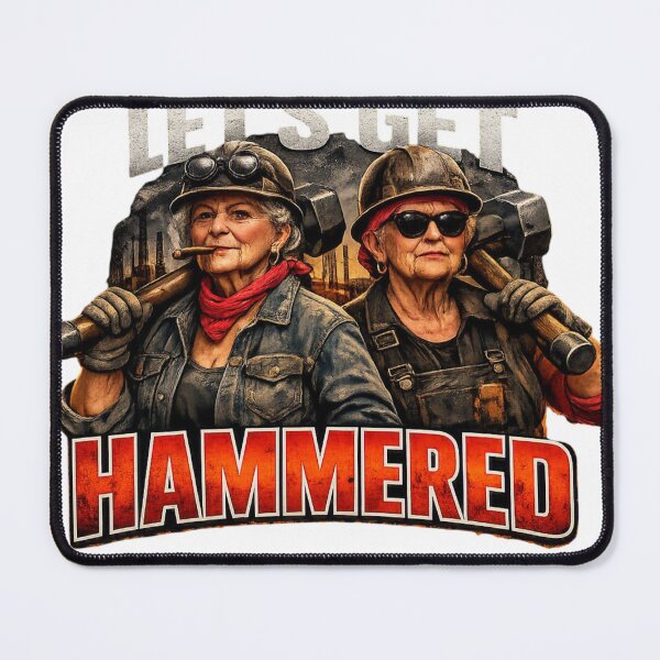 Item preview, Funny Badass Grandmas - Let's Get Hammered pun design designed and sold by LavIsInTheAir.
