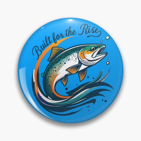 Item preview, Rainbow Trout fishing patch graphic illustration "Built for the Rise". designed and sold by Art-Horizon.