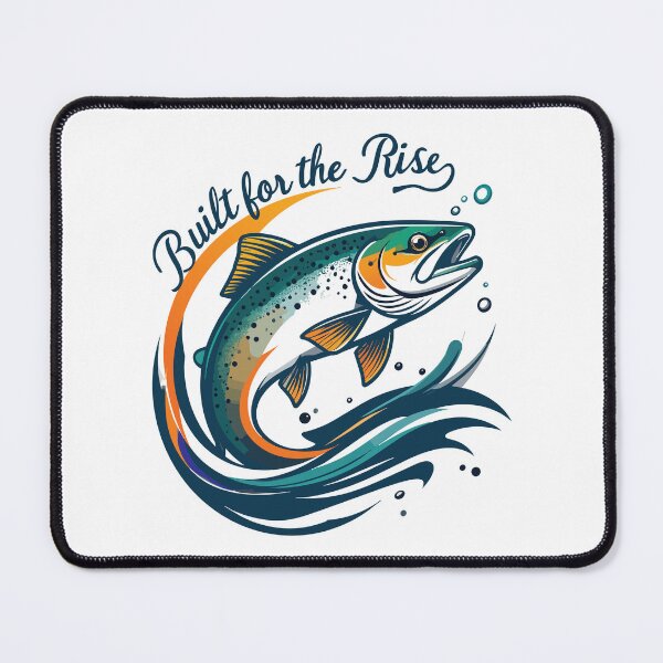 Item preview, Rainbow Trout fishing patch graphic illustration "Built for the Rise". designed and sold by Art-Horizon.