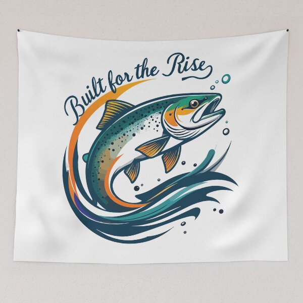 Item preview, Rainbow Trout fishing patch graphic illustration "Built for the Rise". designed and sold by Art-Horizon.