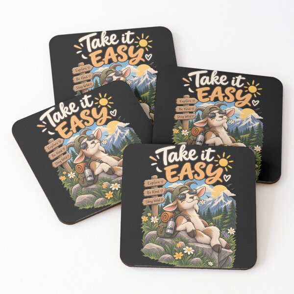 Item preview, Cute Goat Take It Easy – Funny Mountain Adventure Animal Design Sticker T-Shirt designed and sold by RedaSouq.