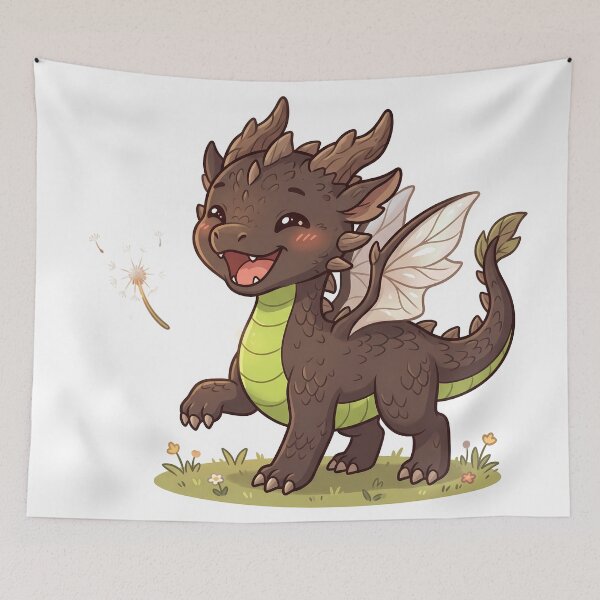Item preview, Cute Forest Dragon Playing With Dandelion Blossom designed and sold by DavidN2026.