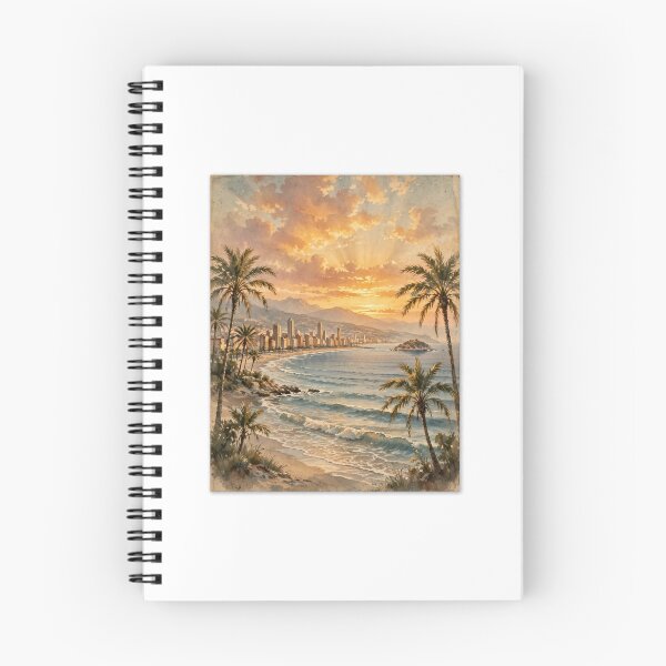 Item preview, Vintage Benidorm Spain Beach Sunset Landscape Wall Art designed and sold by Softlife by Harvir.