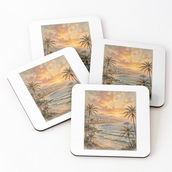 Item preview, Vintage Benidorm Spain Beach Sunset Landscape Wall Art designed and sold by Softlife by Harvir.
