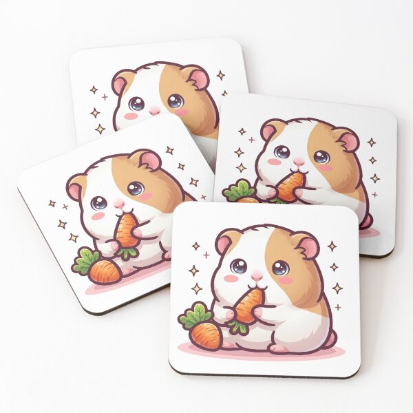 Item preview, Kawaii Guinea Pig Eating Carrots – Cute Kawaii Small Pet Lover Design designed and sold by MoqunaDesign.