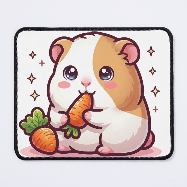 Item preview, Kawaii Guinea Pig Eating Carrots – Cute Kawaii Small Pet Lover Design designed and sold by MoqunaDesign.