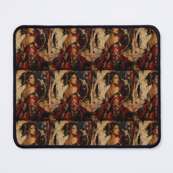 Item preview, Crimson Sakura Muse Japanese Abstract Portrait designed and sold by SHOCAMPOS DESIGNS .