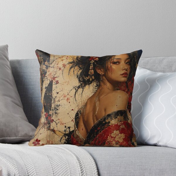 Item preview, Crimson Sakura Muse Japanese Abstract Portrait designed and sold by SHOCAMPOS DESIGNS .