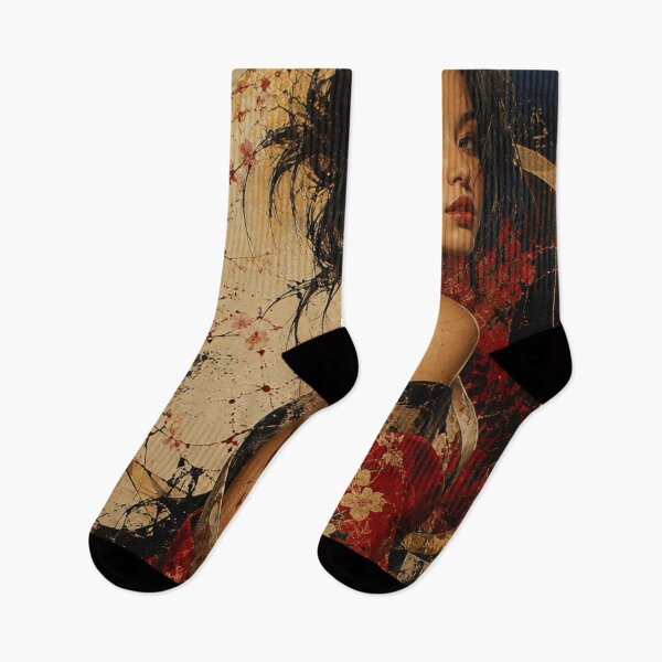 Item preview, Crimson Sakura Muse Japanese Abstract Portrait designed and sold by SHOCAMPOS DESIGNS .