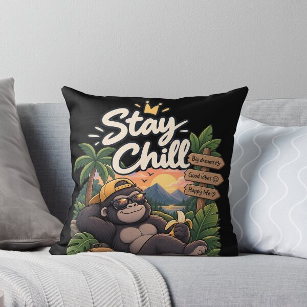 Item preview, Cute Gorilla Stay Chill – Funny Tropical Jungle Adventure Design Sticker T-Shirt designed and sold by RedaSouq.