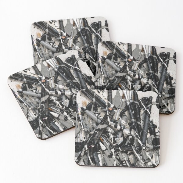 Item preview, Monochrome Paintbrush and Tool Chaos Mixed Media Art designed and sold by THE SPLATTERED HAUS BY SAGE BANKS.