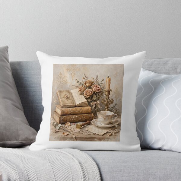 Item preview, Vintage Dark Academia Still Life Books Roses Candle Art Print designed and sold by Softlife by Harvir.