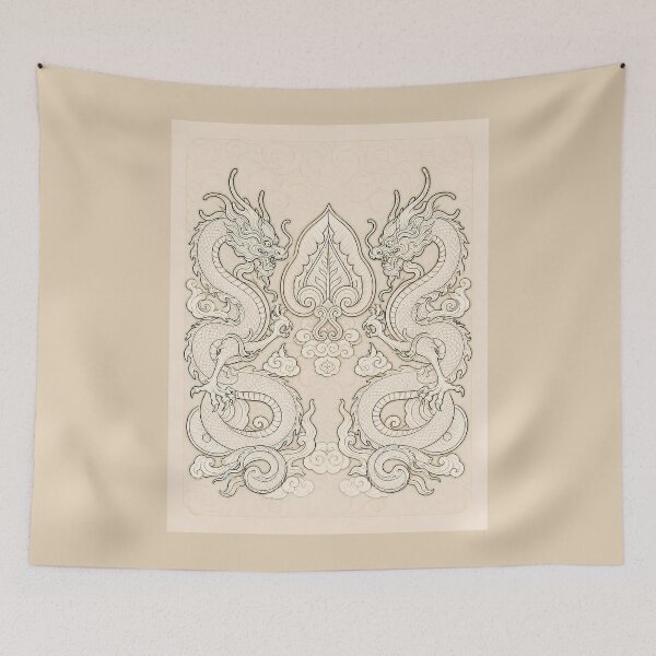 Item preview, Tran Dynasty Dragon: Two Dragons Flanking The Bodhi Leaf  designed and sold by Rising Drake.