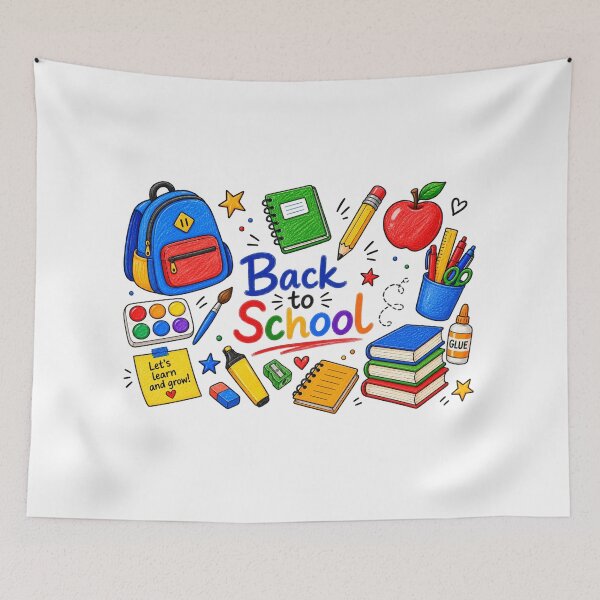 Item preview, Back to School Hand Drawn Colorful School Supplies designed and sold by khadijaAchaki.