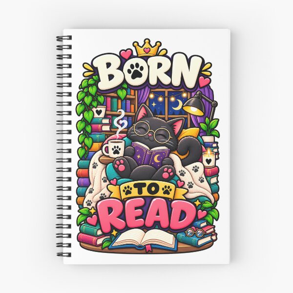 Item preview, Born To Read Cute Black Cat Book Lover Reading Design designed and sold by CreativeLook25.