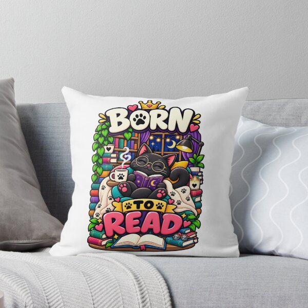 Item preview, Born To Read Cute Black Cat Book Lover Reading Design designed and sold by CreativeLook25.