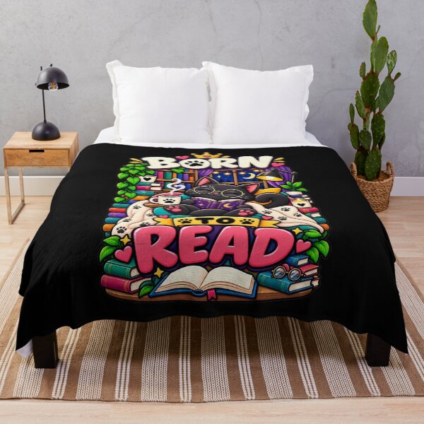 Item preview, Born To Read Cute Black Cat Book Lover Reading Design designed and sold by CreativeLook25.