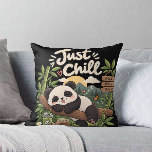 Item preview, Cute Panda Just Chill – Kawaii Cozy Bamboo Nature Design Sticker T-Shirt designed and sold by RedaSouq.