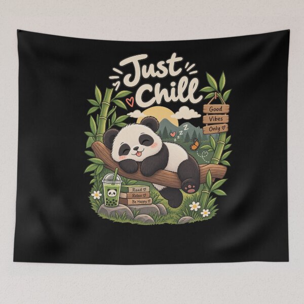 Item preview, Cute Panda Just Chill – Kawaii Cozy Bamboo Nature Design Sticker T-Shirt designed and sold by RedaSouq.