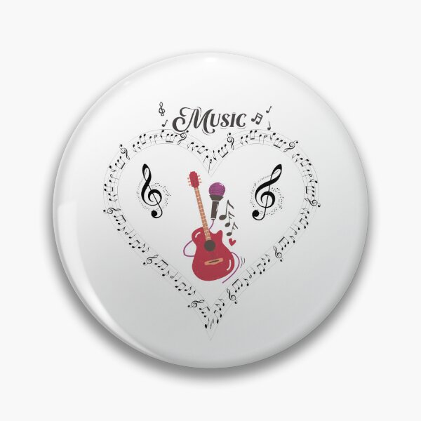 Item preview, Music Lover Heart Acoustic Guitar Microphone Notes designed and sold by MariaPCMaria.