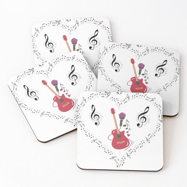 Item preview, Music Lover Heart Acoustic Guitar Microphone Notes designed and sold by MariaPCMaria.