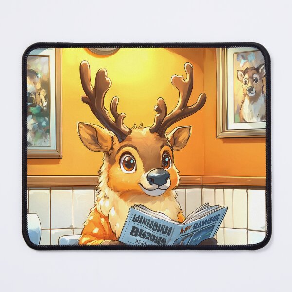 Item preview, Reindeer Caribou Bathroom Newspaper Reader Cute Cartoon Wildlife designed and sold by mildaclairmo.