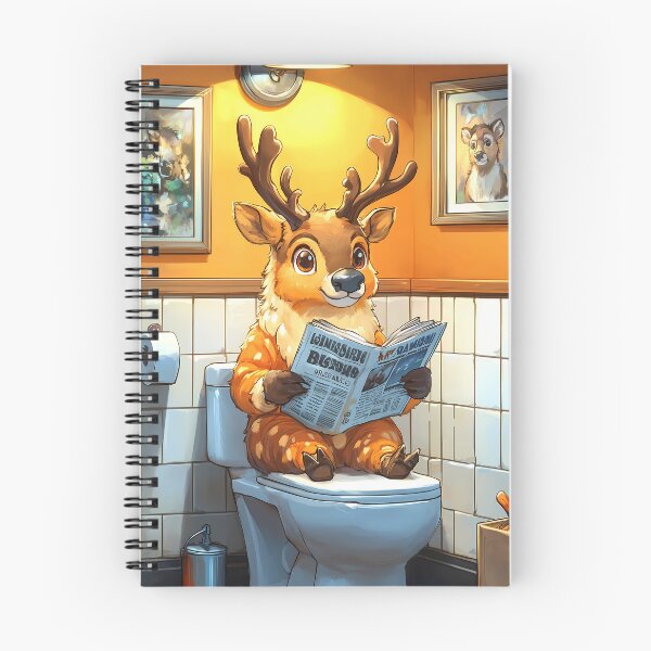 Item preview, Reindeer Caribou Bathroom Newspaper Reader Cute Cartoon Wildlife designed and sold by mildaclairmo.