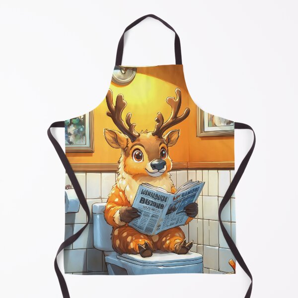 Item preview, Reindeer Caribou Bathroom Newspaper Reader Cute Cartoon Wildlife designed and sold by mildaclairmo.